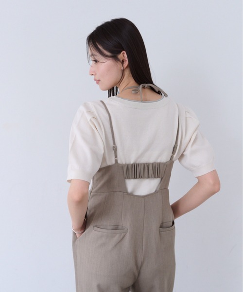 SOYEN(ソイエン)の「2WAYネックストラップデザインワイドロンパース/セットアップ可(つなぎ/オールインワン・レディース・ブラウン/ネイビー・F)」の5枚目の写真