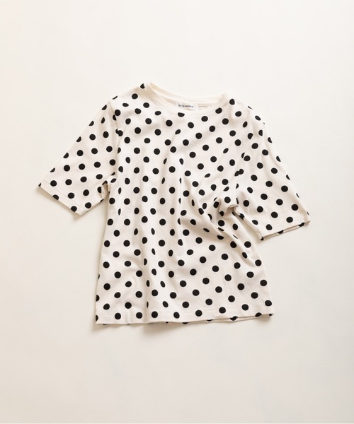 CHILD WOMAN(チャイルドウーマン)の「フライスドットプリント 5分袖プルオーバー(Tシャツ/カットソー・レディース・アイボリー/ブラック・FREE)」の2枚目の写真