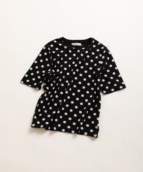 CHILD WOMAN(チャイルドウーマン)の「フライスドットプリント 5分袖プルオーバー(Tシャツ/カットソー・レディース・アイボリー/ブラック・FREE)」の18枚目の写真