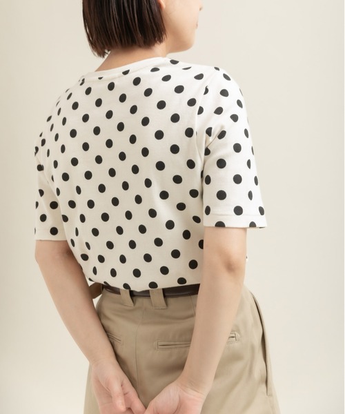 CHILD WOMAN(チャイルドウーマン)の「フライスドットプリント 5分袖プルオーバー(Tシャツ/カットソー・レディース・アイボリー/ブラック・FREE)」の5枚目の写真