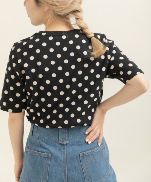 CHILD WOMAN(チャイルドウーマン)の「フライスドットプリント 5分袖プルオーバー(Tシャツ/カットソー・レディース・アイボリー/ブラック・FREE)」の11枚目の写真