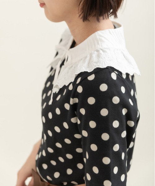 CHILD WOMAN(チャイルドウーマン)の「フライスドットプリント 5分袖プルオーバー(Tシャツ/カットソー・レディース・アイボリー/ブラック・FREE)」の14枚目の写真