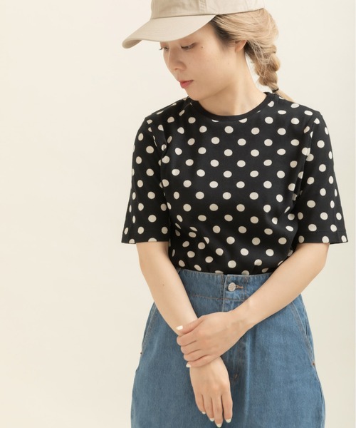 CHILD WOMAN(チャイルドウーマン)の「フライスドットプリント 5分袖プルオーバー(Tシャツ/カットソー・レディース・アイボリー/ブラック・FREE)」の9枚目の写真