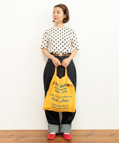 CHILD WOMAN(チャイルドウーマン)の「フライスドットプリント 5分袖プルオーバー(Tシャツ/カットソー・レディース・アイボリー/ブラック・FREE)」の7枚目の写真