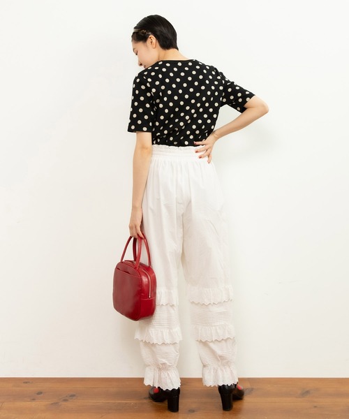CHILD WOMAN(チャイルドウーマン)の「フライスドットプリント 5分袖プルオーバー(Tシャツ/カットソー・レディース・アイボリー/ブラック・FREE)」の17枚目の写真