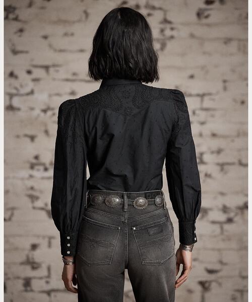 RRL（ダブル アール エル）の「エンブロイダリー コットン ビブフロント ブラウス（シャツ/ブラウス・レディース・ブラック系1・2/1）」の8枚目の写真