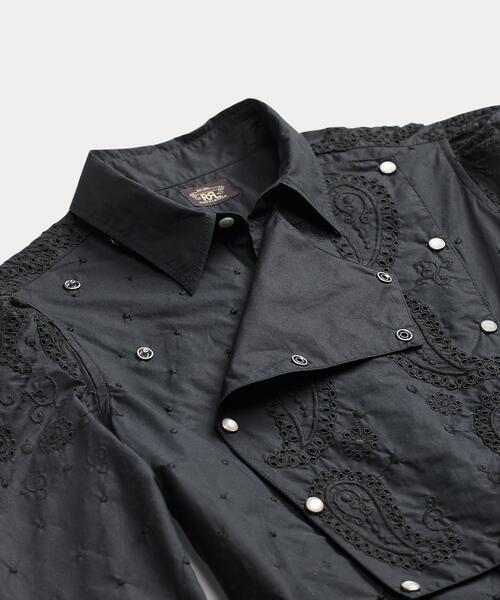 RRL（ダブル アール エル）の「エンブロイダリー コットン ビブフロント ブラウス（シャツ/ブラウス・レディース・ブラック系1・2/1）」の3枚目の写真