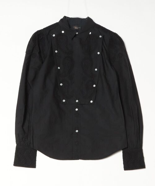 RRL（ダブル アール エル）の「エンブロイダリー コットン ビブフロント ブラウス（シャツ/ブラウス・レディース・ブラック系1・2/1）」の4枚目の写真