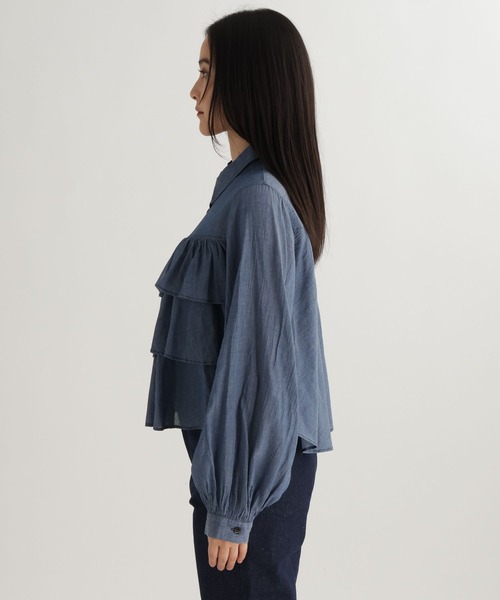 studio CLIP（スタディオクリップ）の「【daily CLIP】段々フリルシャツ（シャツ/ブラウス・レディース・ネイビー/ホワイト/ライトブルー・FREE）」の12枚目の写真