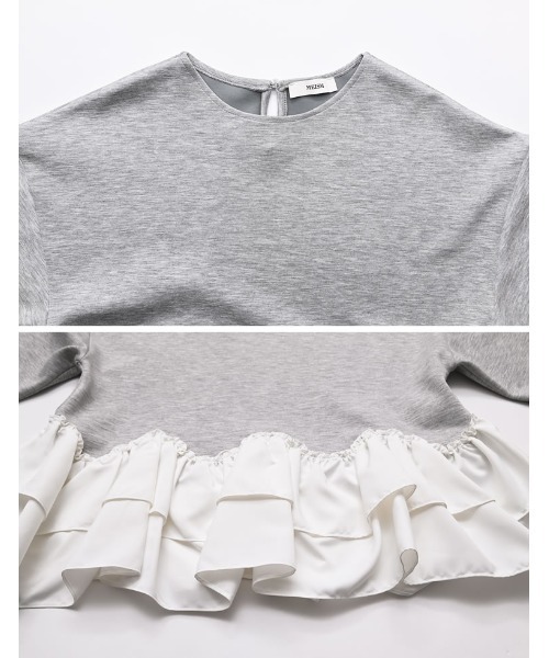 MEISM（ミズム）の「[2026S/S COLLECTION][MEISM by Re:EDIT]ダンボールスウェットウェーブフリル切替プルオーバー（スウェット・レディース・ホワイト/ブラック/グレー・LARGE/MEDIUM）」の19枚目の写真