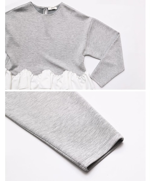 MEISM（ミズム）の「[2026S/S COLLECTION][MEISM by Re:EDIT]ダンボールスウェットウェーブフリル切替プルオーバー（スウェット・レディース・ホワイト/ブラック/グレー・LARGE/MEDIUM）」の20枚目の写真