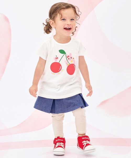 HOT BISCUITS(ホットビスケッツ)の「キャビット×さくらんぼ 半袖Tシャツ(Tシャツ/カットソー・キッズ・ホワイト・120cm/110cm/100cm/90cm/80cm)」の2枚目の写真
