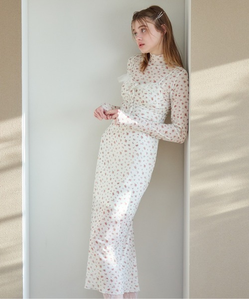 etre loin(エトルワン)の「Tulle print dress & bra(ドレス・レディース・アイボリー/ブラック/ホワイト・M)」の3枚目の写真