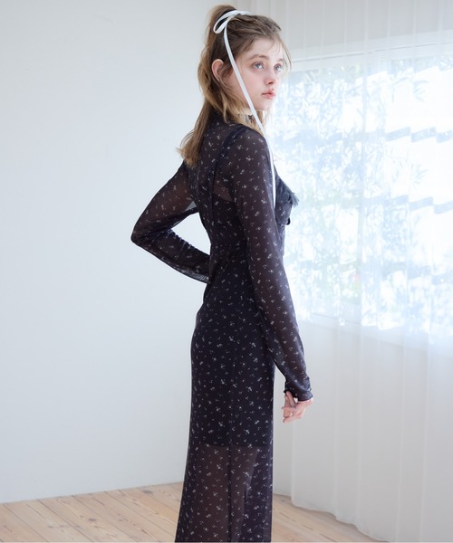 etre loin(エトルワン)の「Tulle print dress & bra(ドレス・レディース・アイボリー/ブラック/ホワイト・M)」の1枚目の写真