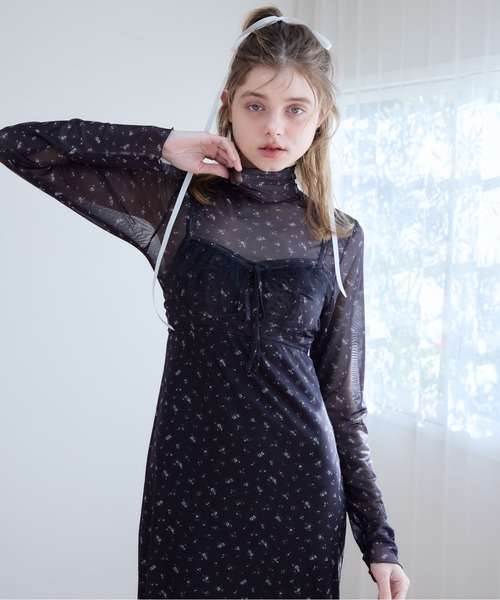 etre loin(エトルワン)の「Tulle print dress & bra(ドレス・レディース・アイボリー/ブラック/ホワイト・M)」の4枚目の写真