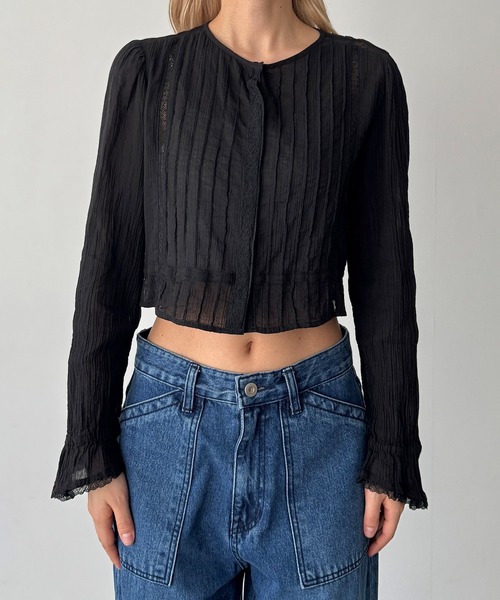 CANAL JEAN(キャナルジーン)の「ARCHIVE STANCE ピンタックブラウス(シャツ/ブラウス・レディース・オフホワイト/ブラック・X-SMALL)」の12枚目の写真