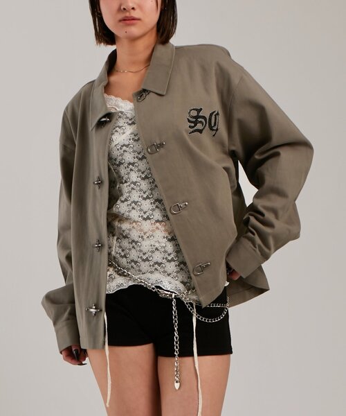 WHO'S WHO gallery（フーズフーギャラリー）の「【UNISEX】Sourcreamファイヤーマンシャツブルゾン（ブルゾン・レディース・ブラック/ライトグレー/カーキ・FREE）」の2枚目の写真