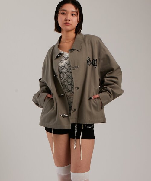 WHO'S WHO gallery（フーズフーギャラリー）の「【UNISEX】Sourcreamファイヤーマンシャツブルゾン（ブルゾン・レディース・ブラック/ライトグレー/カーキ・FREE）」の4枚目の写真