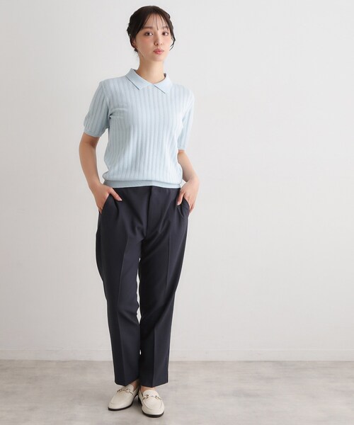LAURA ASHLEY(ローラアシュレイ)の「【洗える/ウエストゴム仕様/裾スリットあり】クロップドパンツ(その他パンツ・レディース・ネイビー/サックスブルー・40/38)」の8枚目の写真
