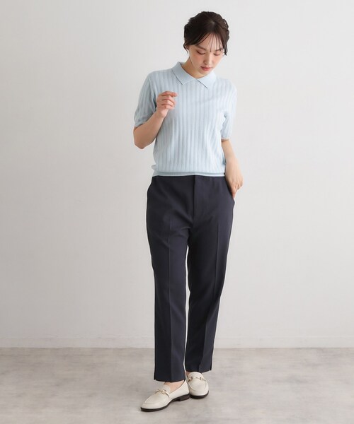 LAURA ASHLEY(ローラアシュレイ)の「【洗える/ウエストゴム仕様/裾スリットあり】クロップドパンツ(その他パンツ・レディース・ネイビー/サックスブルー・40/38)」の9枚目の写真