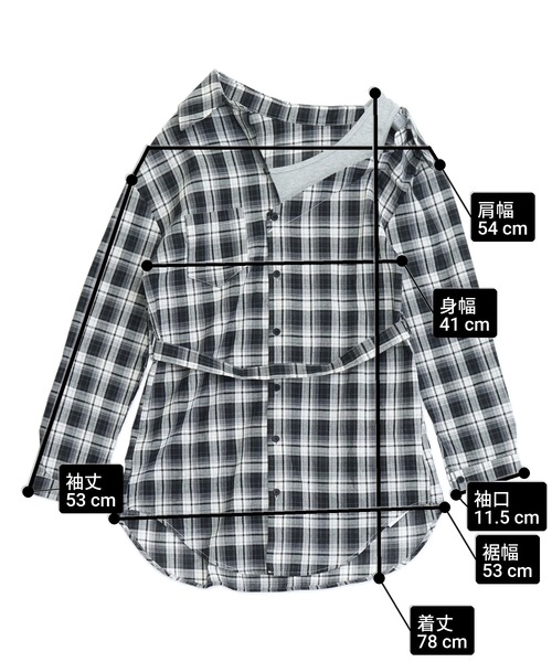 ANAP（アナップ）の「タンクドッキングチェックシャツミニワンピース（ワンピース・レディース・ブラック/ライトブルー・F）」の9枚目の写真