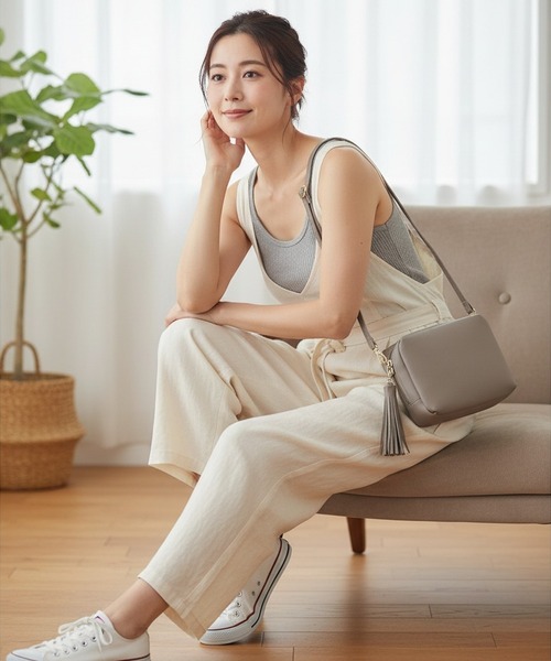 BACKYARD FAMILY(バックヤードファミリー)の「DOT&STRIPE フリンジ付きショルダー(ショルダーバッグ・レディース・ライトベージュ/ブラック/シルバー/ミント/グレイッシュベージュ・FREE)」の12枚目の写真