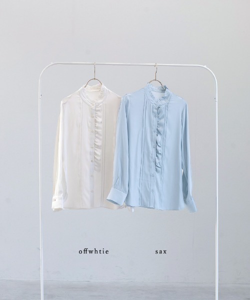 White Collection（ホワイトコレクション）の「【 さりげなく華やぐ 】ソフトピケ・アシメフリルブラウス（シャツ/ブラウス・レディース・オフホワイト/サックスブルー・M）」の17枚目の写真