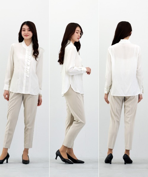 White Collection（ホワイトコレクション）の「【 さりげなく華やぐ 】ソフトピケ・アシメフリルブラウス（シャツ/ブラウス・レディース・オフホワイト/サックスブルー・M）」の21枚目の写真