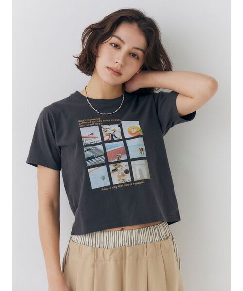 Ungrid（アングリッド）の「フォトプリントコンパクトTee（Tシャツ/カットソー・レディース・オレンジ/ブルー/オフホワイト/チャコールグレー・FREE）」の6枚目の写真