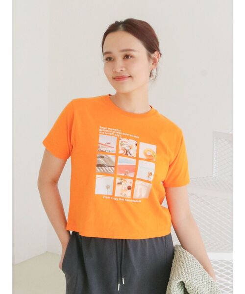 Ungrid（アングリッド）の「フォトプリントコンパクトTee（Tシャツ/カットソー・レディース・オレンジ/ブルー/オフホワイト/チャコールグレー・FREE）」の18枚目の写真