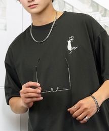 刺繍 ワイド 半袖 Tシャツ ロゴ キャラ ハート