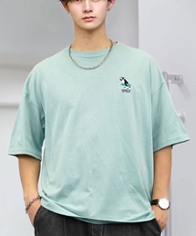 刺繍 ワイド 半袖 Tシャツ ロゴ キャラ ハート