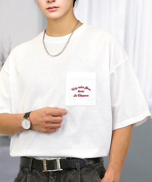 セール】刺繍 ワイド 半袖 Tシャツ ロゴ キャラ ハート（Tシャツ