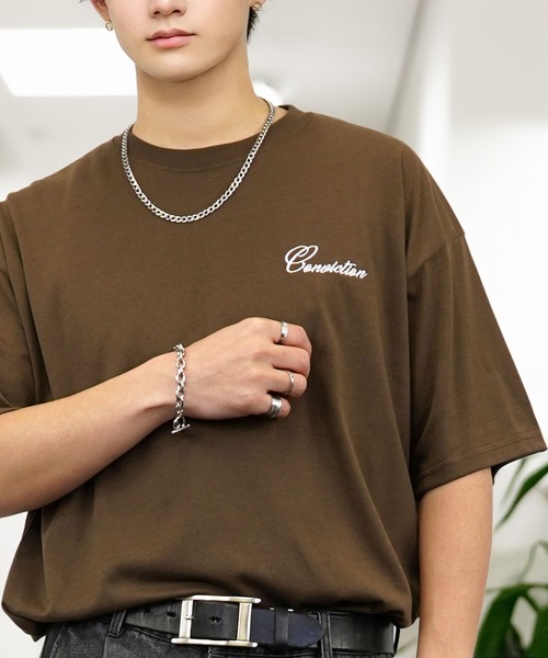 セール】刺繍 ワイド 半袖 Tシャツ ロゴ キャラ ハート（Tシャツ