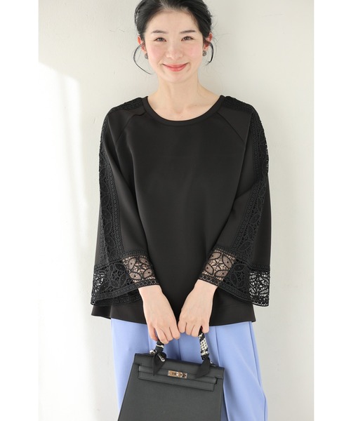 cawaii(カワイイ)の「肩から流れる花レースのプルオーバートップス(Tシャツ/カットソー・レディース・ブラック/ホワイト・FREE)」の3枚目の写真