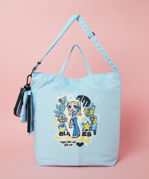 SAC'S BARJean（サックスバージーン）の「【The Powerpuff Girls/パワーパフガールズ】 ポーチ3点付きトートバッグ（トートバッグ・レディース・ブルー/ピンク/グリーン・FREE）」の3枚目の写真