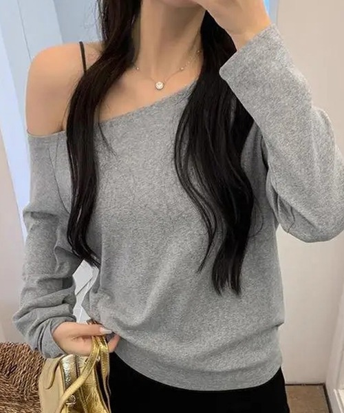 ALTROSE(アルトローズ)の「【伸縮性あり】トップス セミオフショルダー(Tシャツ/カットソー・レディース・グレー/ブラック/ホワイト・FREE)」の18枚目の写真