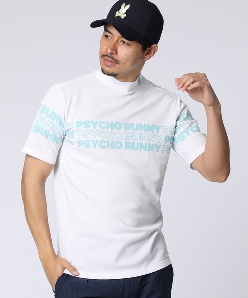 Psycho Bunny（サイコバニー）の「[GOLF]ロゴパネルプリント ハニカム半袖モックネックシャツ（Tシャツ/カットソー・メンズ・ホワイト/ブラック/グレイッシュベージュ・X-LARGE/LARGE/MEDIUM）」の2枚目の写真