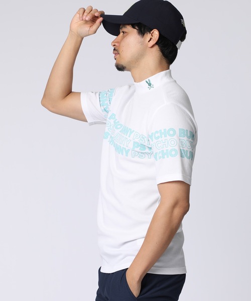 Psycho Bunny（サイコバニー）の「[GOLF]ロゴパネルプリント ハニカム半袖モックネックシャツ（Tシャツ/カットソー・メンズ・ホワイト/ブラック/グレイッシュベージュ・X-LARGE/LARGE/MEDIUM）」の4枚目の写真