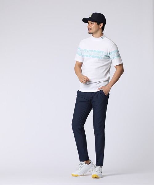 Psycho Bunny（サイコバニー）の「[GOLF]ロゴパネルプリント ハニカム半袖モックネックシャツ（Tシャツ/カットソー・メンズ・ホワイト/ブラック/グレイッシュベージュ・X-LARGE/LARGE/MEDIUM）」の5枚目の写真