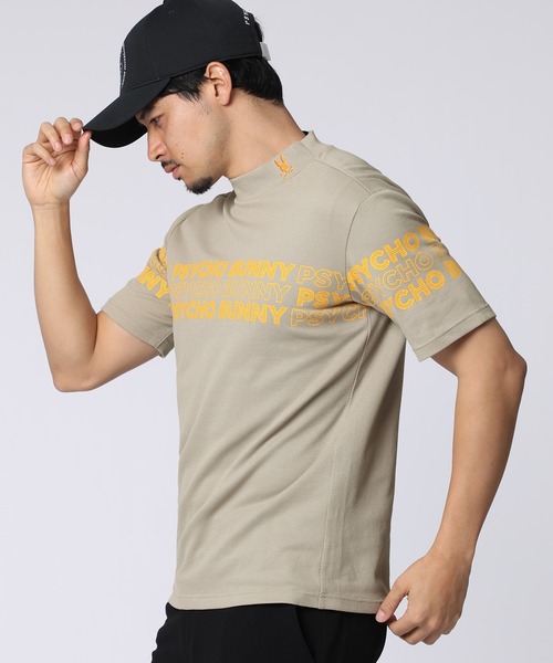 Psycho Bunny（サイコバニー）の「[GOLF]ロゴパネルプリント ハニカム半袖モックネックシャツ（Tシャツ/カットソー・メンズ・ホワイト/ブラック/グレイッシュベージュ・X-LARGE/LARGE/MEDIUM）」の12枚目の写真