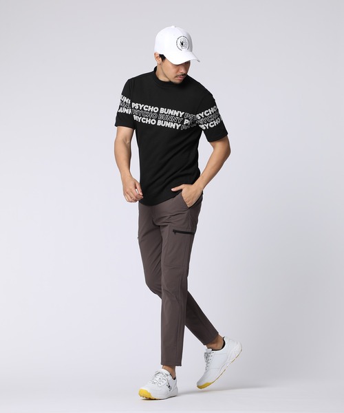 Psycho Bunny（サイコバニー）の「[GOLF]ロゴパネルプリント ハニカム半袖モックネックシャツ（Tシャツ/カットソー・メンズ・ホワイト/ブラック/グレイッシュベージュ・X-LARGE/LARGE/MEDIUM）」の10枚目の写真