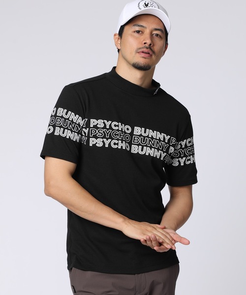 Psycho Bunny（サイコバニー）の「[GOLF]ロゴパネルプリント ハニカム半袖モックネックシャツ（Tシャツ/カットソー・メンズ・ホワイト/ブラック/グレイッシュベージュ・X-LARGE/LARGE/MEDIUM）」の8枚目の写真