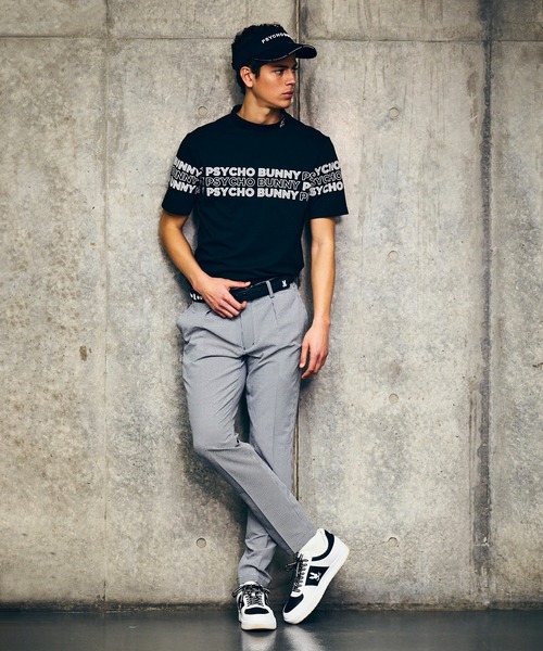 Psycho Bunny（サイコバニー）の「[GOLF]ロゴパネルプリント ハニカム半袖モックネックシャツ（Tシャツ/カットソー・メンズ・ホワイト/ブラック/グレイッシュベージュ・X-LARGE/LARGE/MEDIUM）」の7枚目の写真