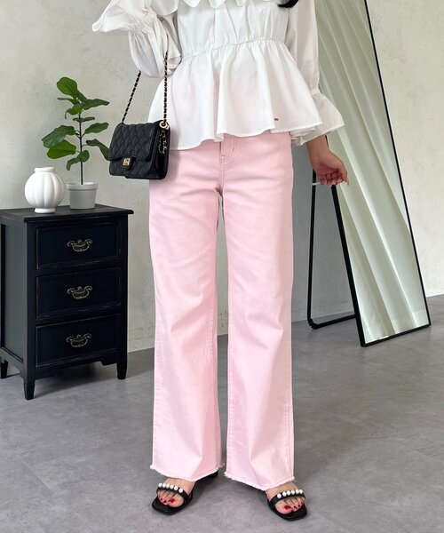 prose verse（プロズヴェール）の「ストレッチスリムストレートツイルパンツ（その他パンツ・レディース・ピンク/オフホワイト・PL/PM/LARGE/MEDIUM）」の2枚目の写真