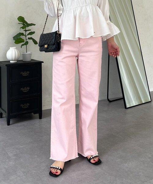 prose verse（プロズヴェール）の「ストレッチスリムストレートツイルパンツ（その他パンツ・レディース・ピンク/オフホワイト・PL/PM/LARGE/MEDIUM）」の3枚目の写真