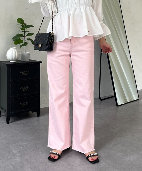 prose verse（プロズヴェール）の「ストレッチスリムストレートツイルパンツ（その他パンツ・レディース・ピンク/オフホワイト・PL/PM/LARGE/MEDIUM）」の4枚目の写真