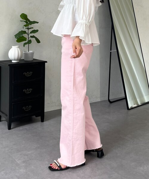 prose verse（プロズヴェール）の「ストレッチスリムストレートツイルパンツ（その他パンツ・レディース・ピンク/オフホワイト・PL/PM/LARGE/MEDIUM）」の5枚目の写真