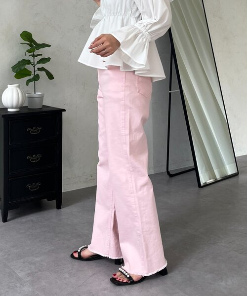 prose verse（プロズヴェール）の「ストレッチスリムストレートツイルパンツ（その他パンツ・レディース・ピンク/オフホワイト・PL/PM/LARGE/MEDIUM）」の6枚目の写真