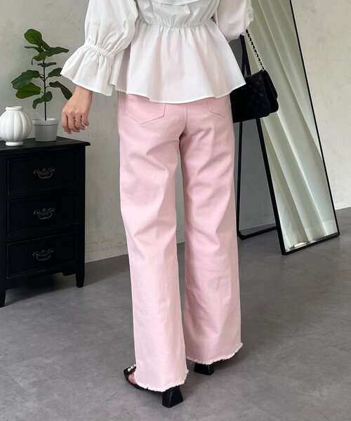 prose verse（プロズヴェール）の「ストレッチスリムストレートツイルパンツ（その他パンツ・レディース・ピンク/オフホワイト・PL/PM/LARGE/MEDIUM）」の8枚目の写真